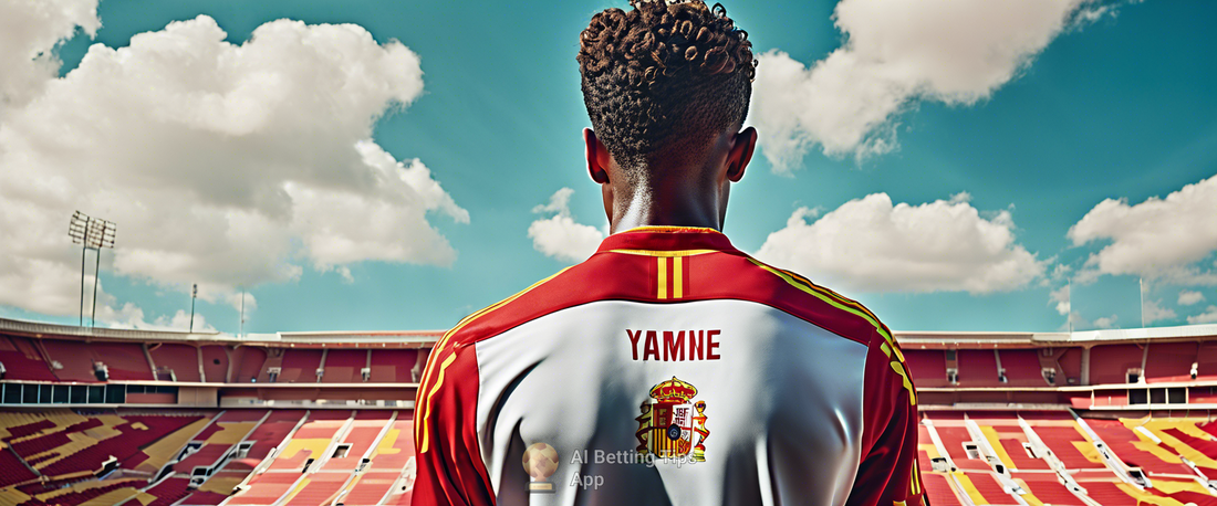 Lamine Yamal sporting his new Spain shirt number.