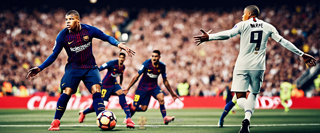 Kylian Mbappe in action during the Clasico match against Barcelona.