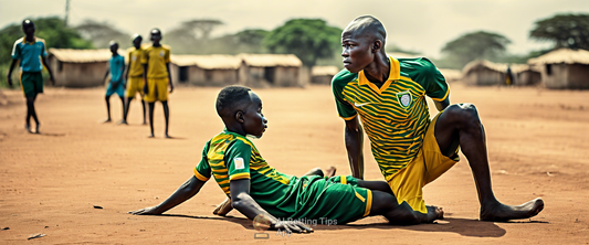 Teboho Mokoena celebrating his two goals for Bafana Bafana.