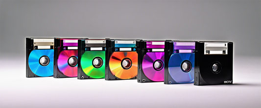 An assortment of blank MiniDiscs from Sony showcasing their design and features.