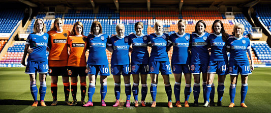 Rangers women celebrating a goal during their 10-0 victory over Dundee United.