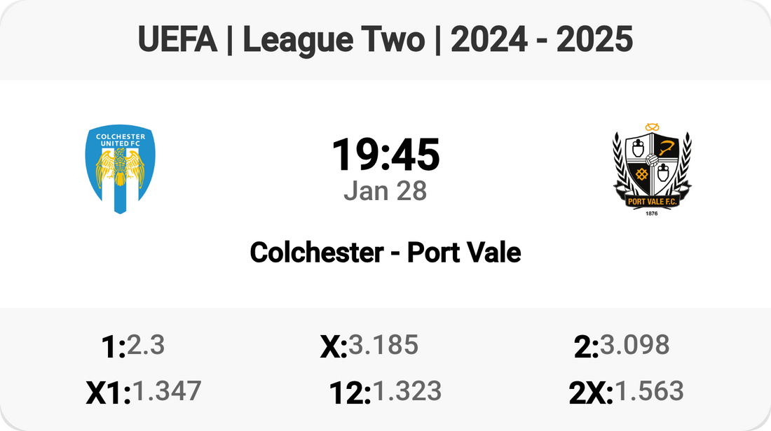 Colchester vs Port Vale: League Two Showdown!