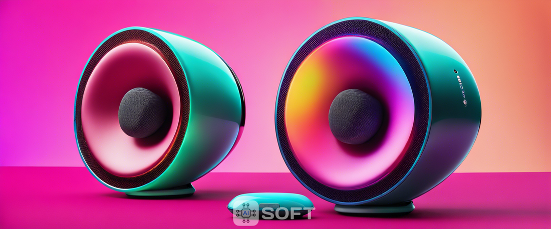 Speck Gemtones Infinity Wireless Speakers showcasing RGB lighting and Bluetooth connectivity.