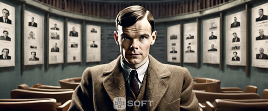 Portrait of Alan Turing created by AI robot Ai-Da, showcasing artistic innovation.