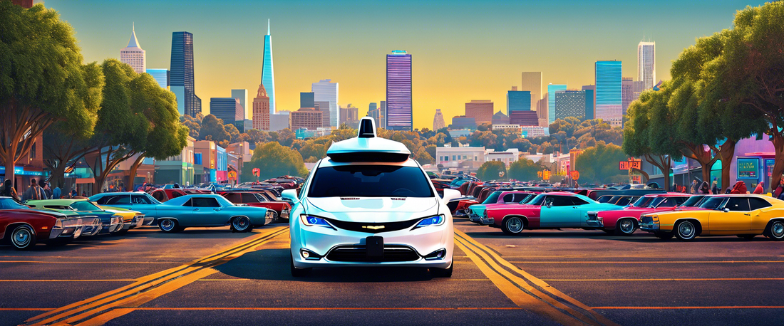 Waymo self-driving car honking in a San Francisco parking lot at night.