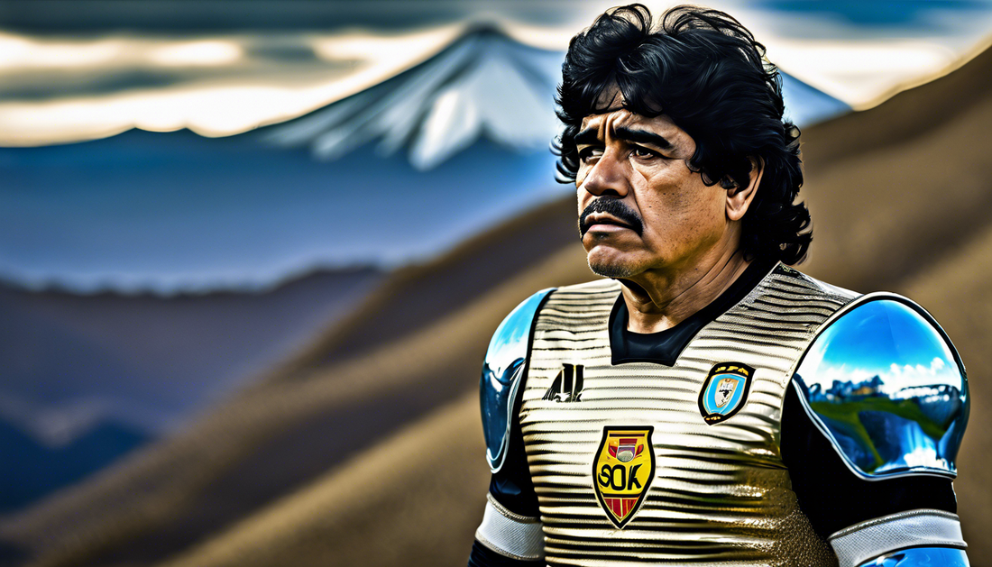 Epic Showdown: Maradona in Battle Gear!