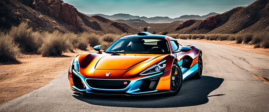 Rimac Nevera R accelerating on a track with high performance.