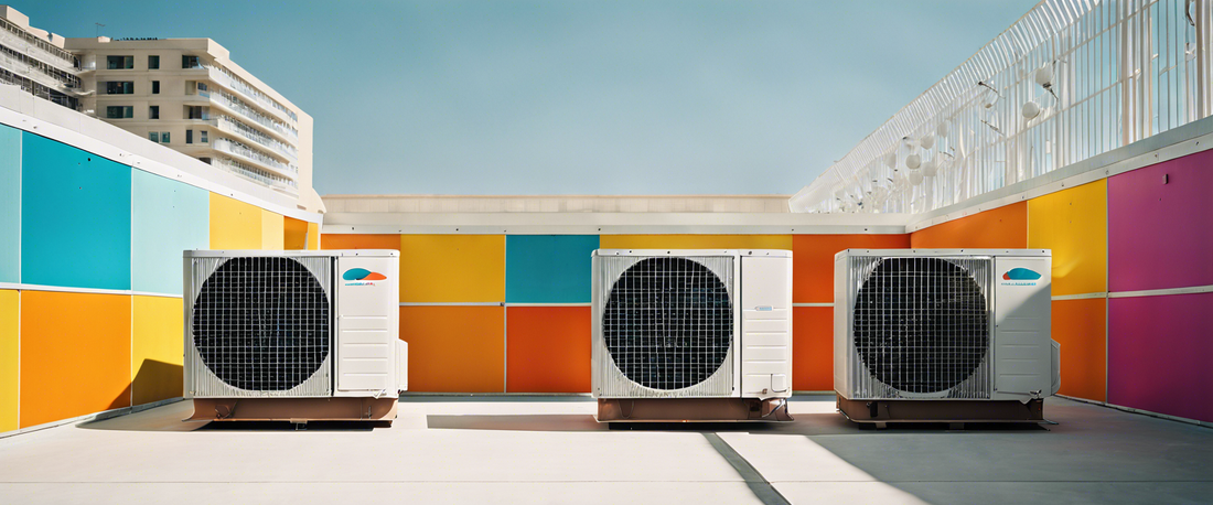 Temporary air conditioning units at Olympic Village during the Paris 2024 Games