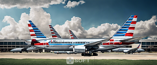 Passengers at an airport affected by American Airlines flight delays.