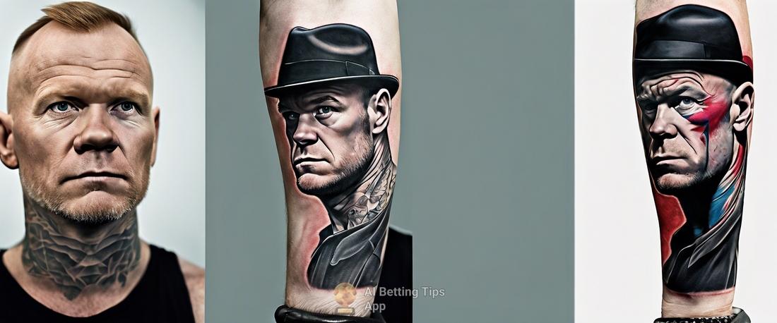 Topi Keskinen showing his tattoo of Wayne Rooney fishing.