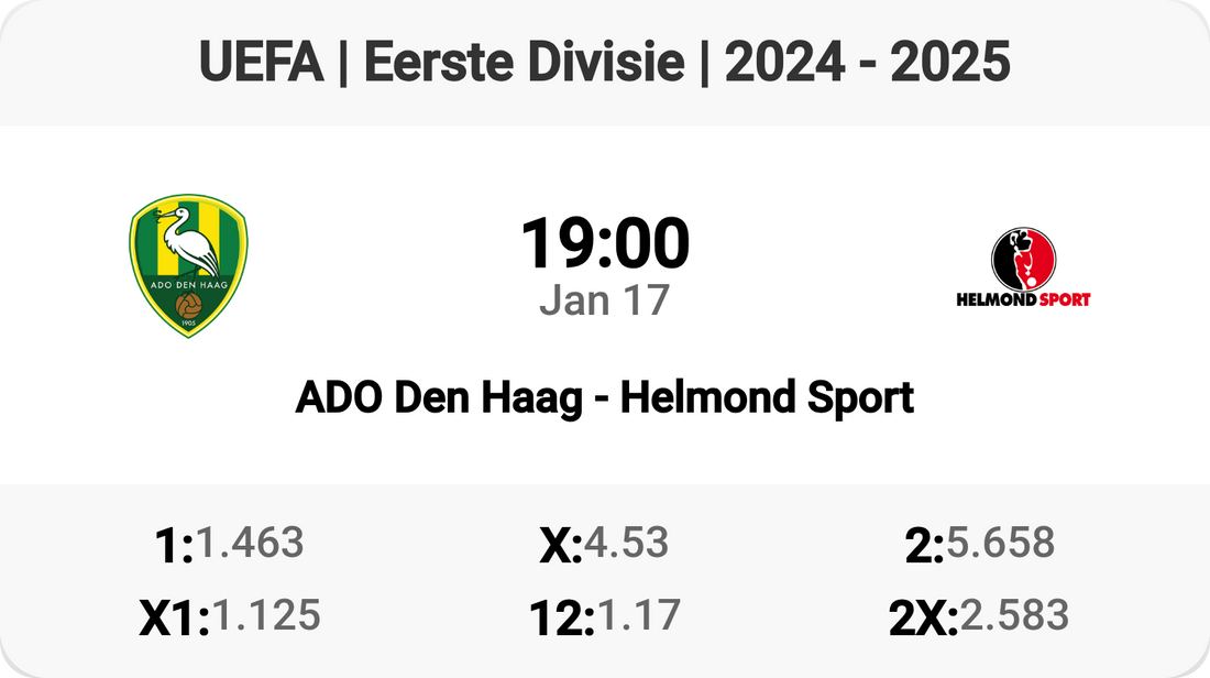 ADO Den Haag vs Helmond Sport: Clash of the Titans!