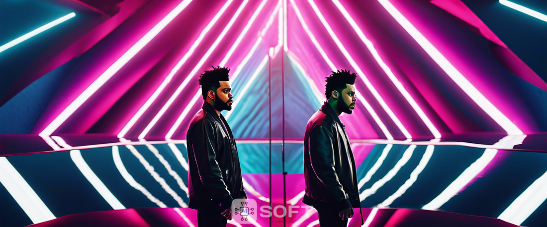 The Weeknd performing live with Apple Vision Pro headset.