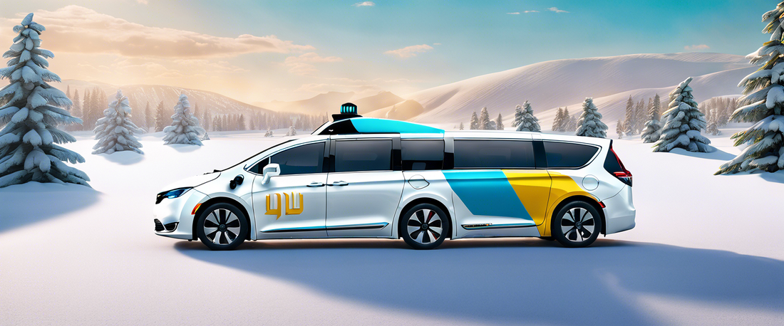 Waymo robotaxi navigating snowy roads in Truckee, CA.