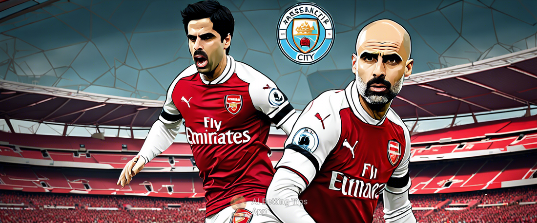 Arsenal vs Man City match highlights featuring Mikel Arteta and Pep Guardiola.