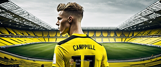 Cole Campbell making his debut for Borussia Dortmund in DFB Pokal match.