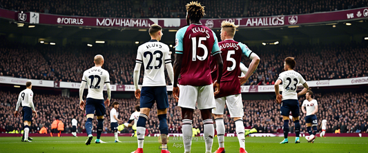 Mohammed Kudus receiving a red card during West Ham vs Tottenham match.