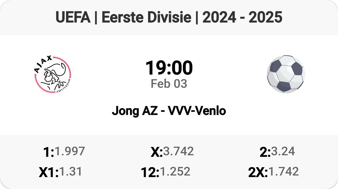 Exciting Clash Tomorrow: Jong AZ vs VVV-Venlo!