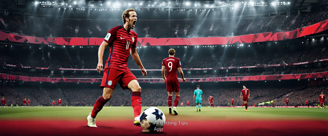 Harry Kane celebrates scoring a goal in the match against Bochum.