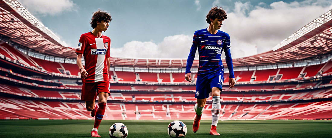 Joao Felix signing at Chelsea after transfer from Atletico Madrid.