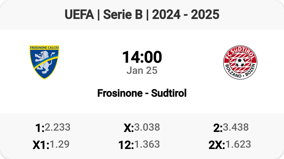 Frosinone Battles Sudtirol in Serie B Showdown!